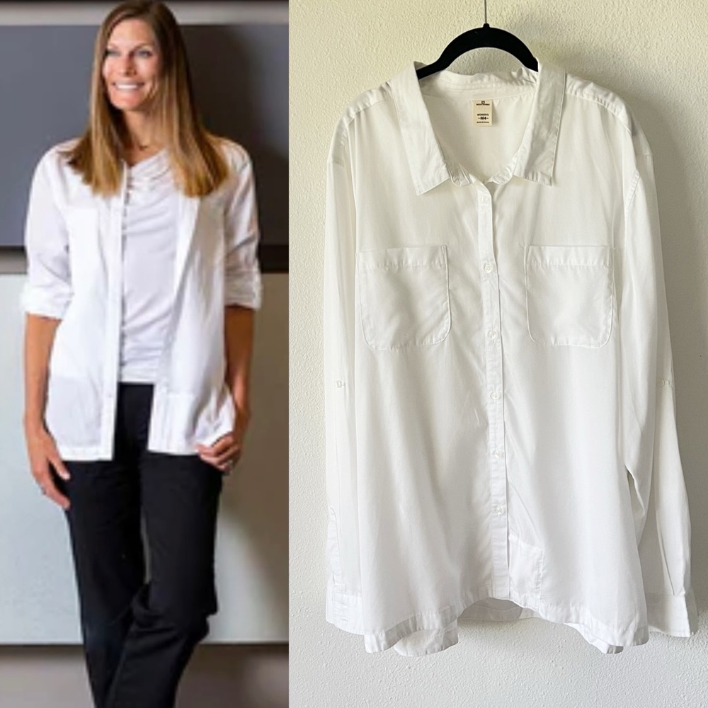 SCOTTeVEST White Long Sleeve Button Down Hidden Pockets Travel Shirt Size 5XL